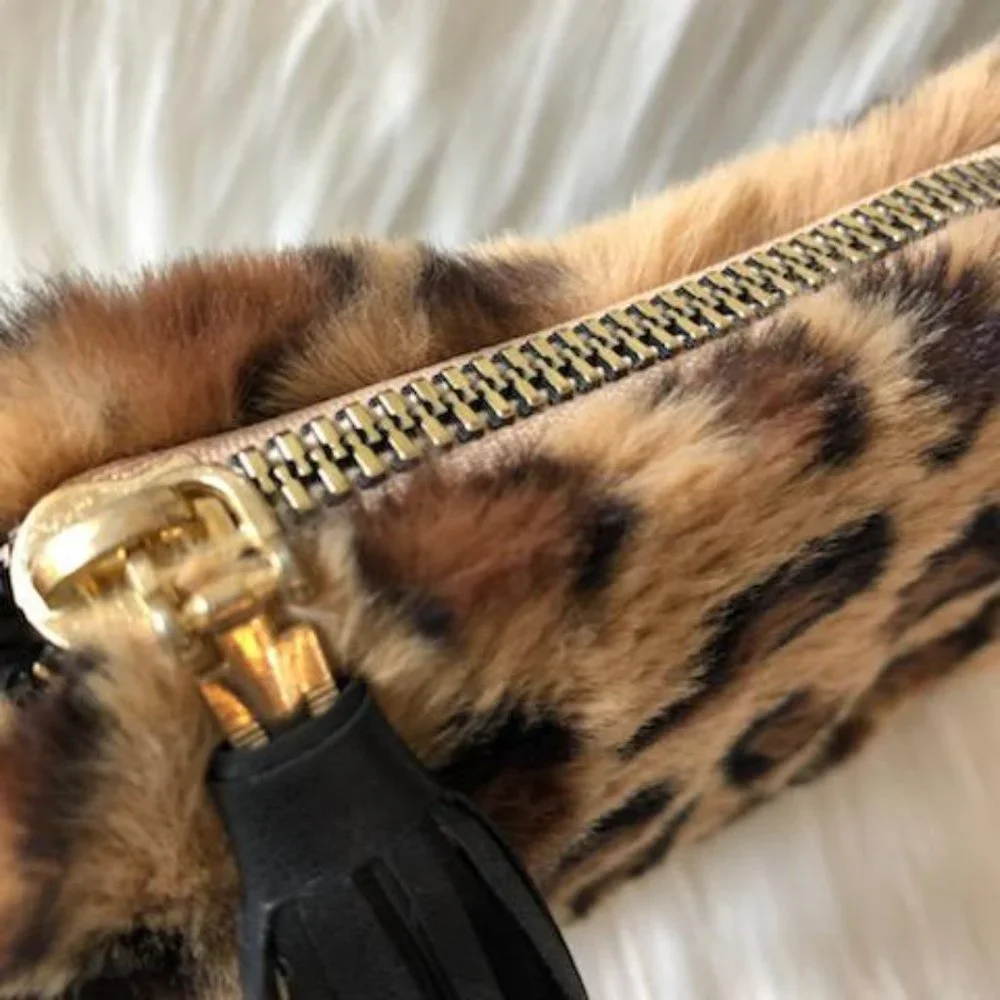 Surell Luxury Faux Fur Text Mittens & Phone Wristlet